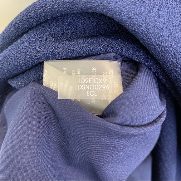 Karl Lagerfeld Blue Sheath Dress Ruffle Flounce Hem Paris Career Crepe Cocktail - Picture 8 of 8